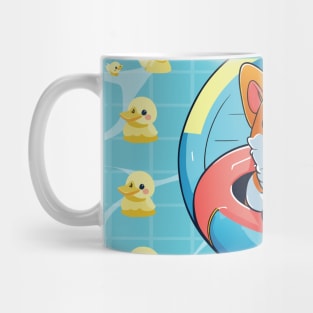 Refreshing Summer: Cute Corgi Lounge on a Pool Float Mug